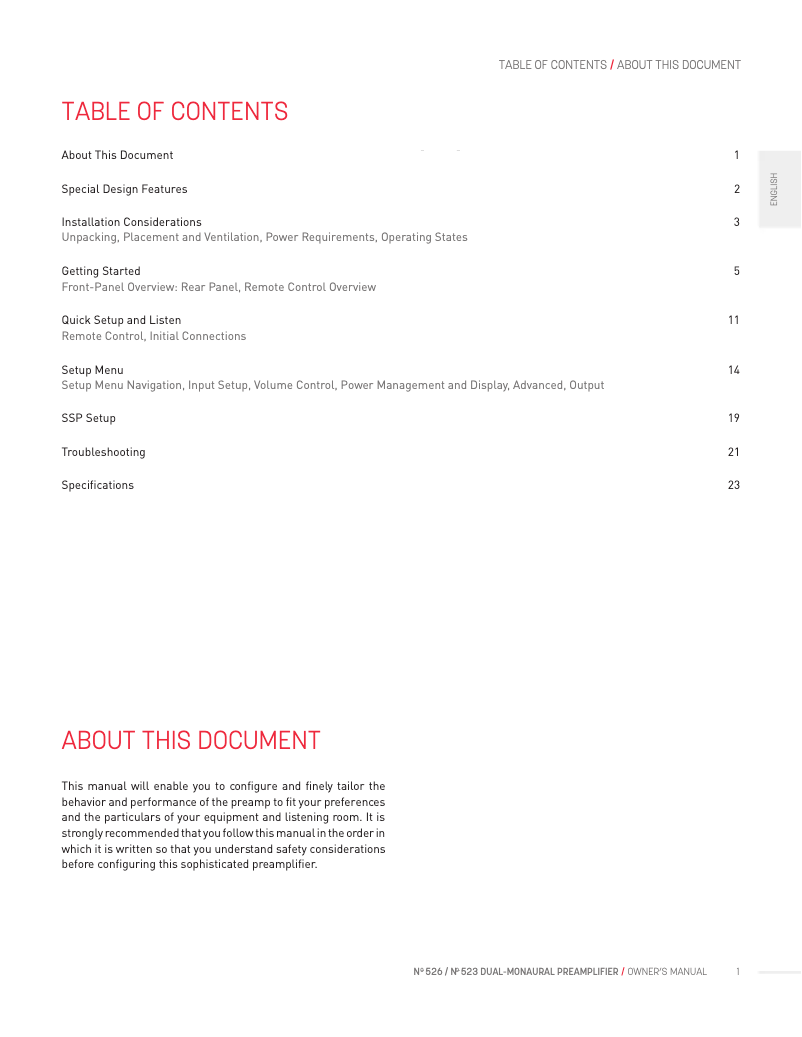 Page n°1 - Manuel utilisateur Mark Levinson No 526