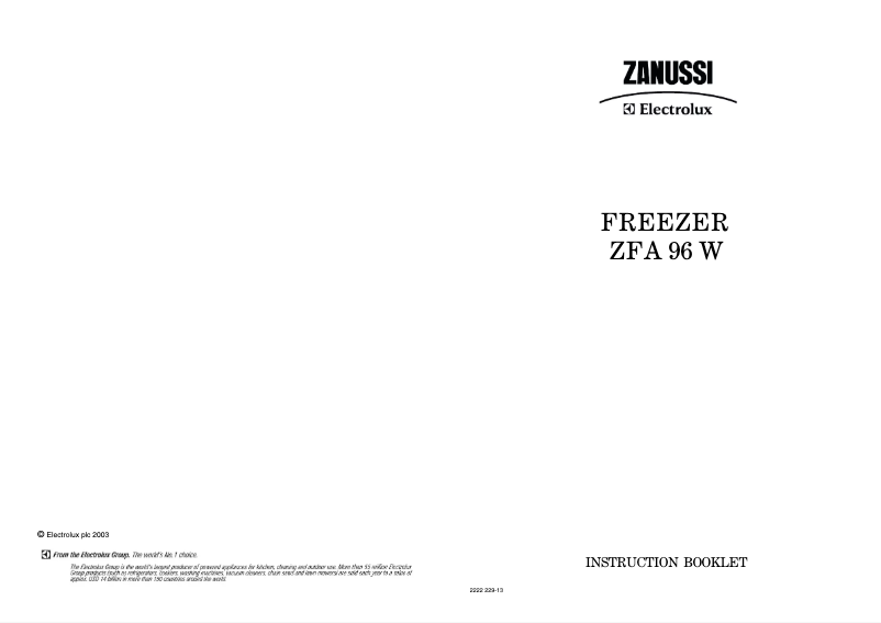 Image de la première page du manuel de l'appareil ZFA96W