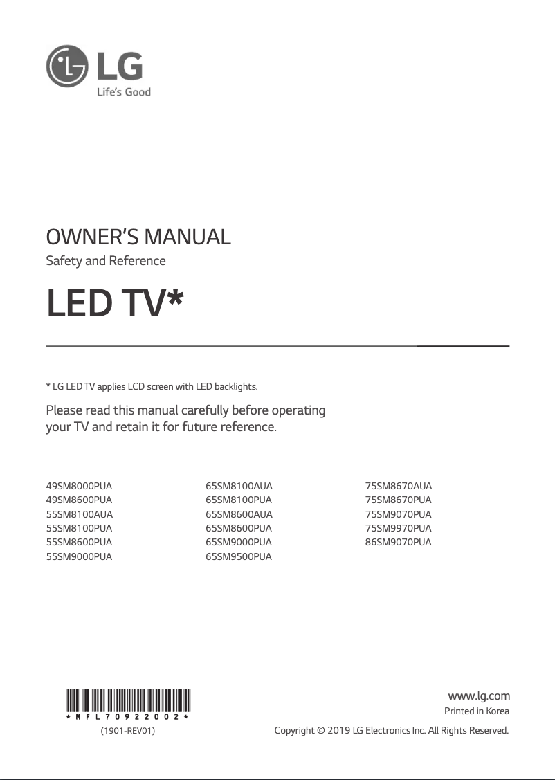 Image de la première page du manuel de l'appareil SM8600PUA