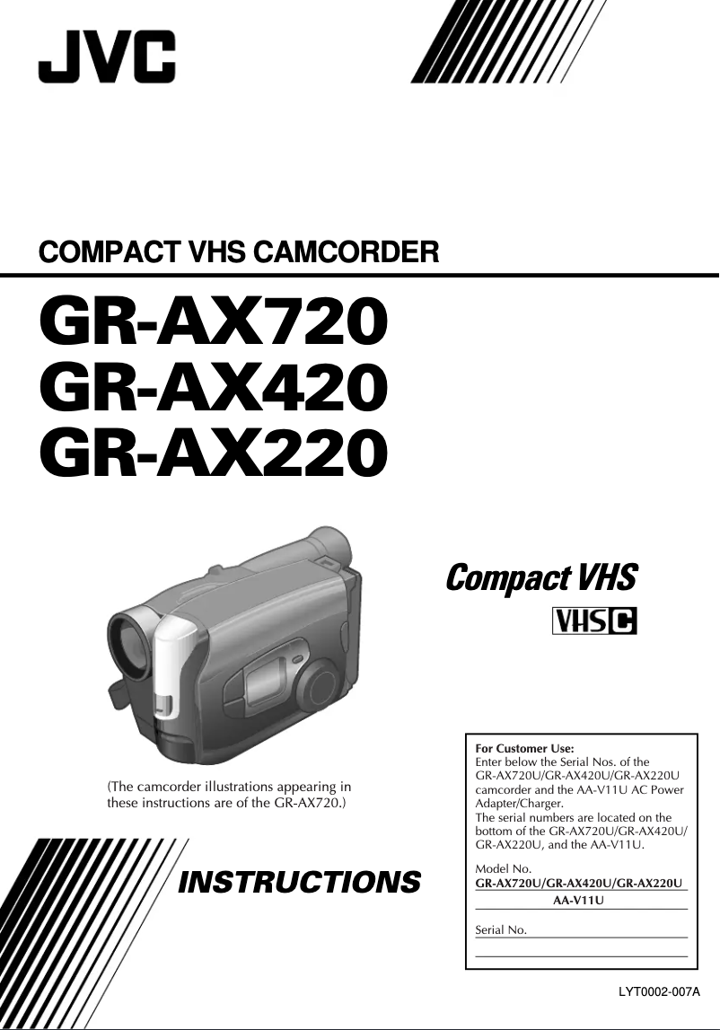 Page n°1 - Manuel utilisateur JVC GR-AX220