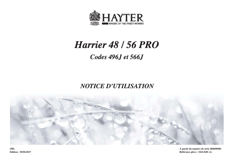 Page 1 de la notice Manuel utilisateur Hayter Harrier 48