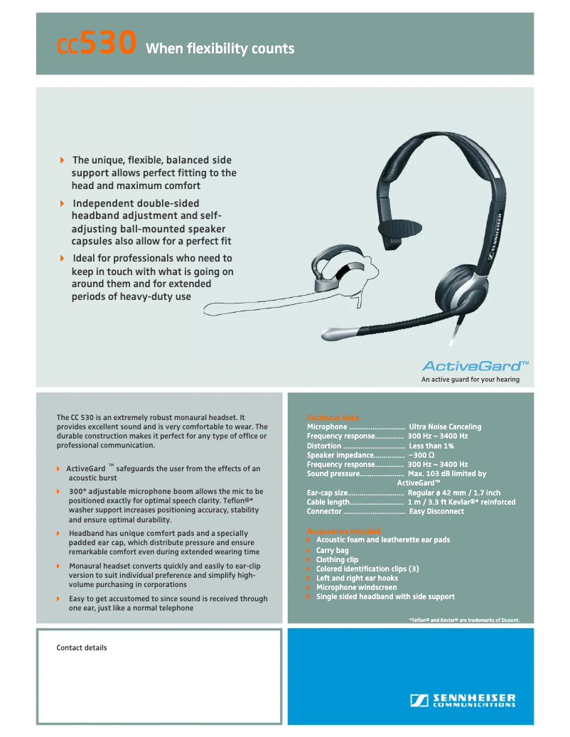 Page n°1 - Manuel utilisateur Sennheiser CC530