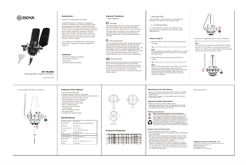 Image de la première page du manuel de l'appareil BY-M1000