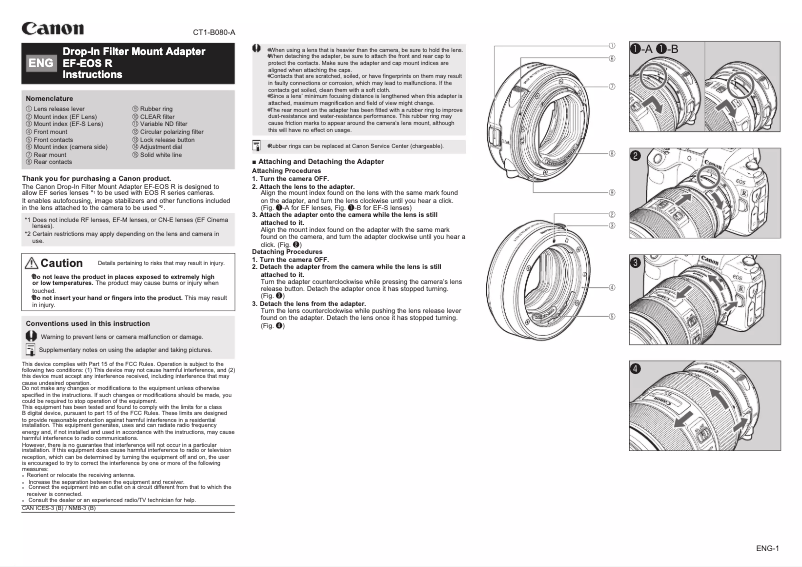 Imagen de la primera página del manual del dispositivo EF-EOS R