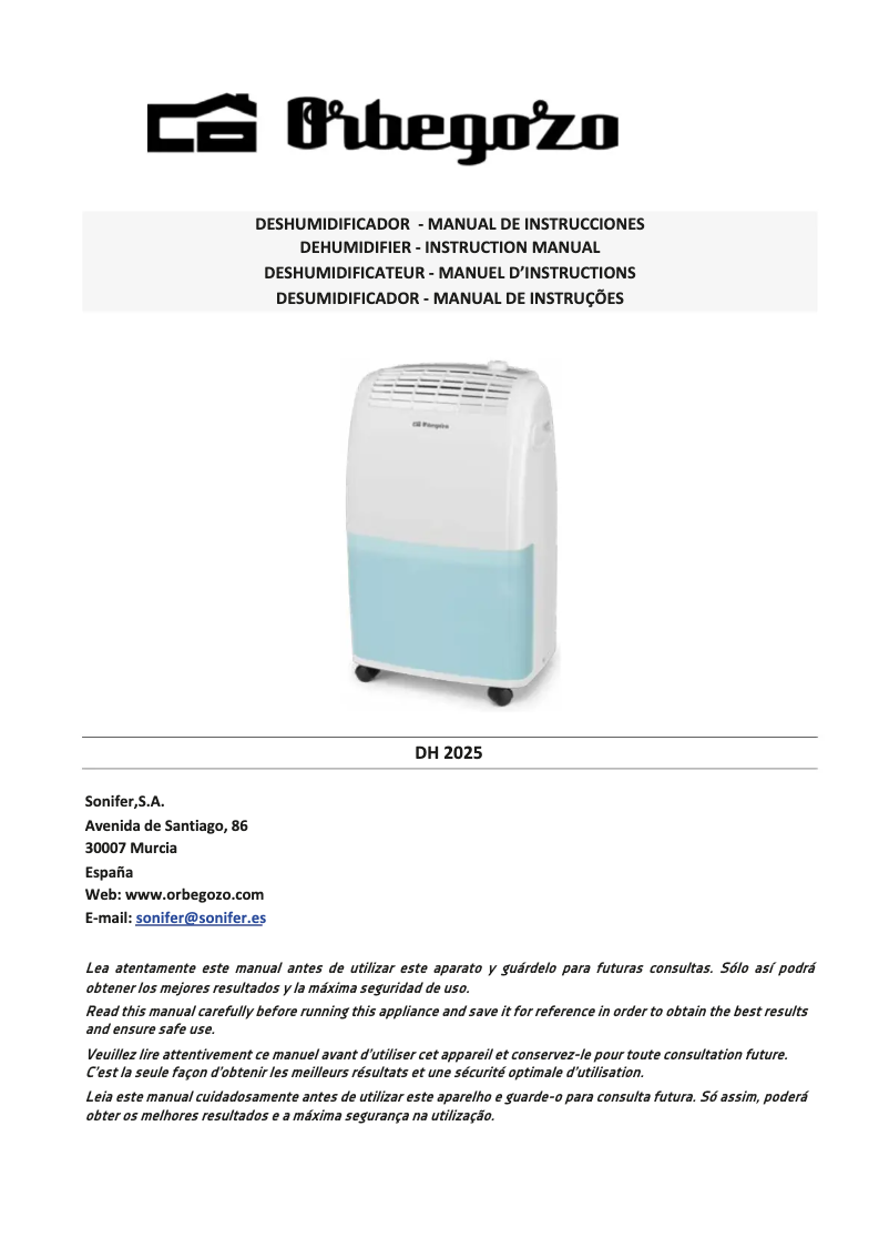 Image de la première page du manuel de l'appareil DH 2025