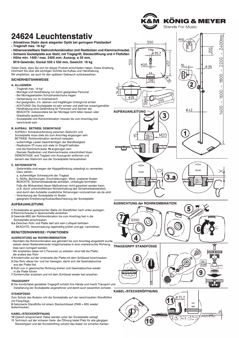 Page 1 de la notice Manuel utilisateur Konig & Meyer 24624