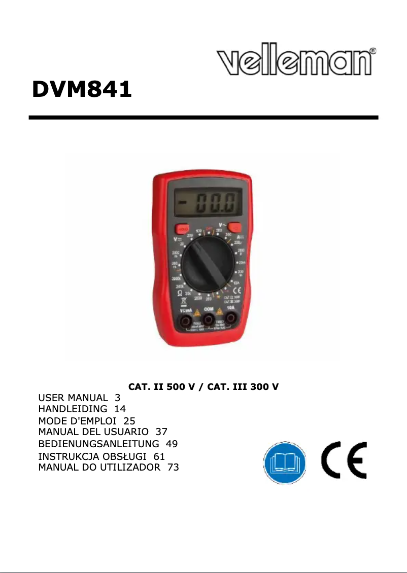 Page n°1 - Manuel utilisateur Velleman DVM841
