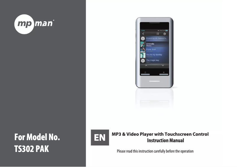 Page 1 de la notice Manuel utilisateur Mpman TS302 PAK