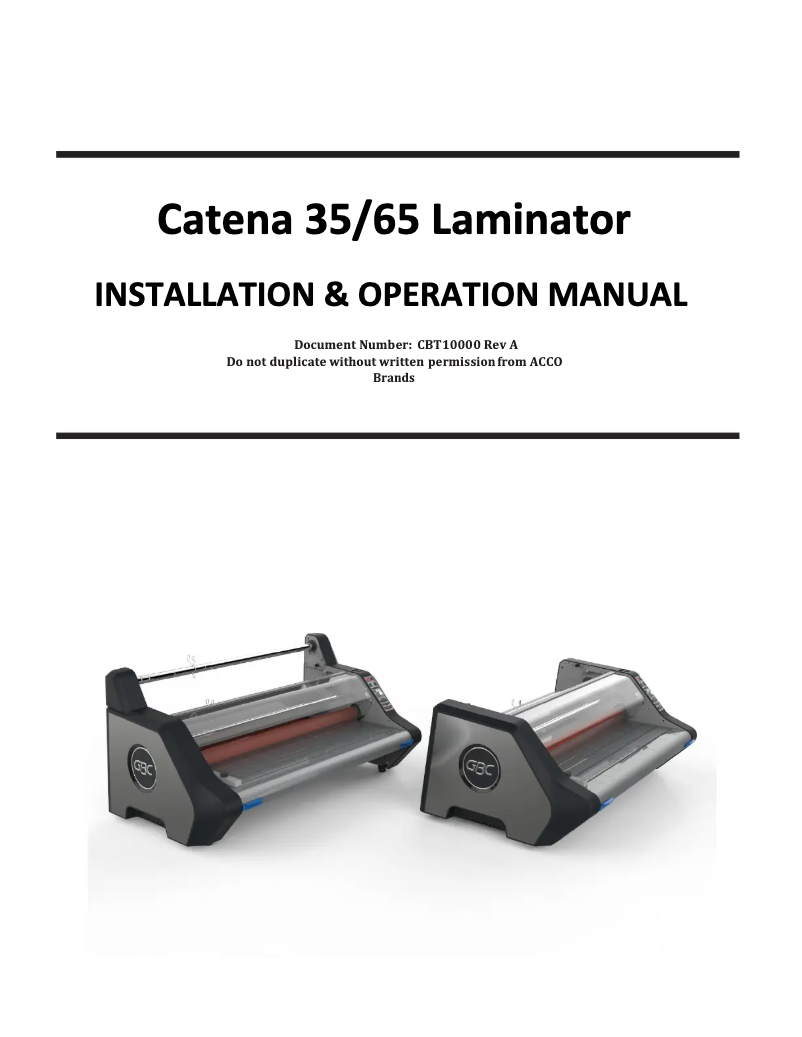 Page n°1 - Manuel utilisateur GBC Catena 65