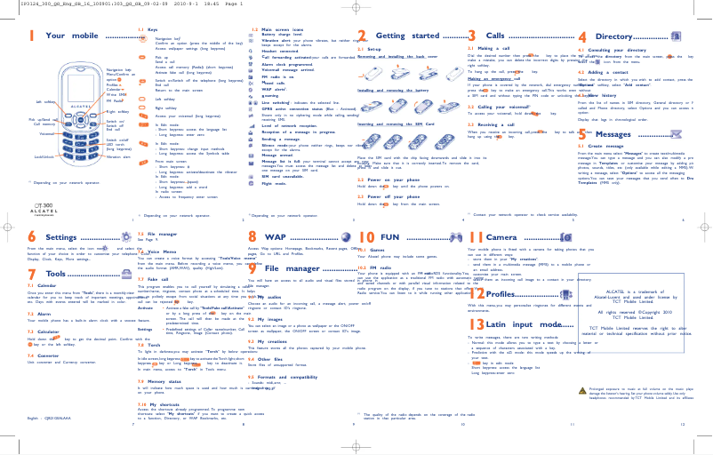 Page 1 de la notice Guide de démarrage rapide Alcatel One Touch 300