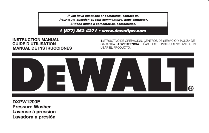 Page n°1 - Manuel utilisateur DeWalt DXPW1500E