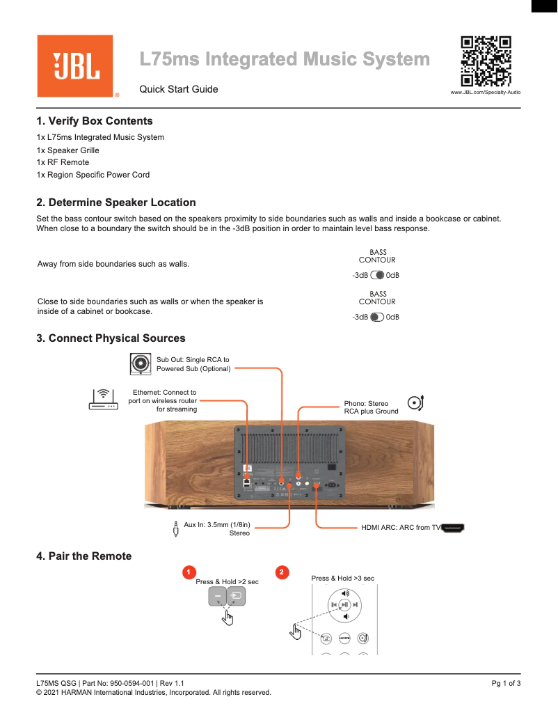 Page n°1 - Mode d'emploi JBL L75ms