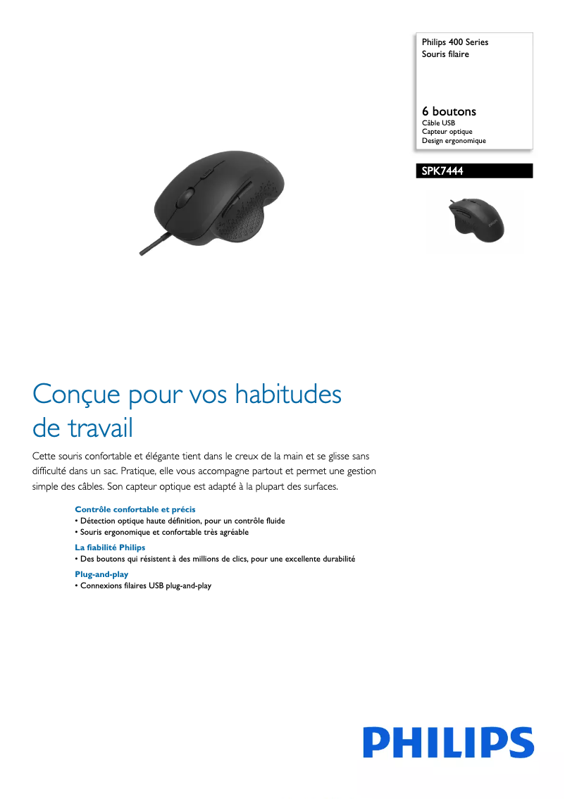 Page 1 de la notice Manuel utilisateur Philips SPK7444