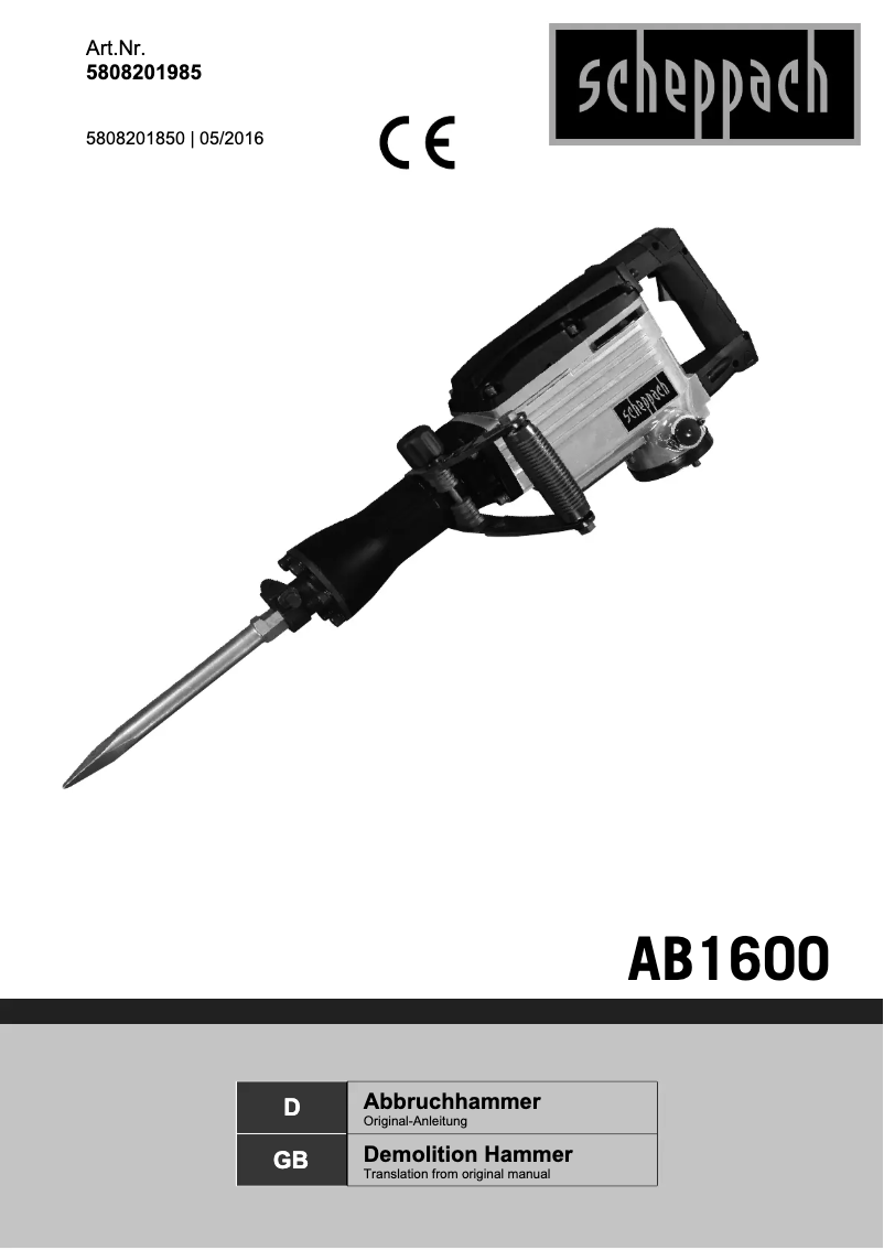 Page 1 de la notice Manuel utilisateur Scheppach AB1600