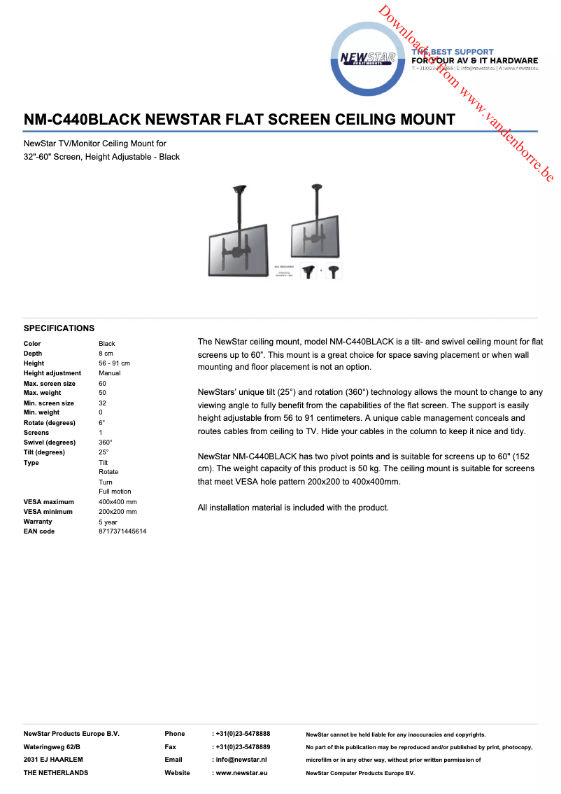 Page 1 de la notice Manuel utilisateur Newstar NM-C440