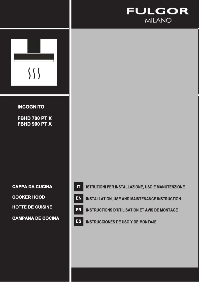 Page 1 de la notice Guide d'installation Fulgor Milano FBHD 700 PT X