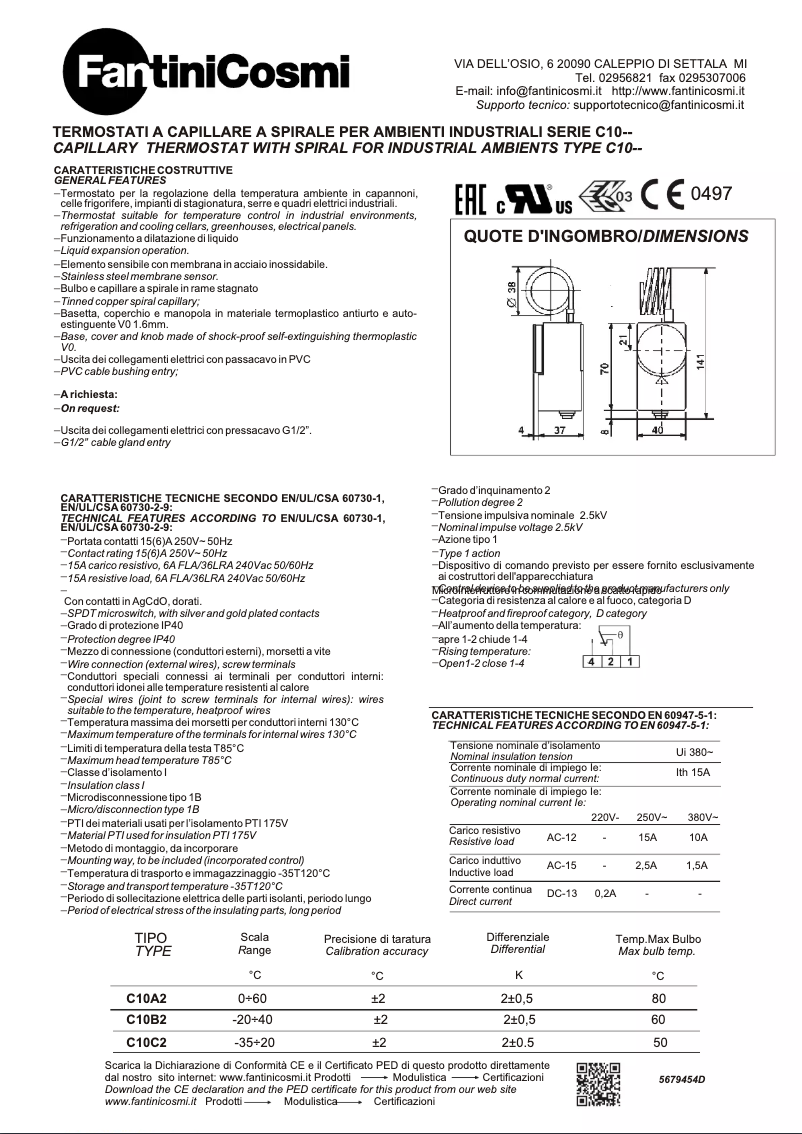 Page 1 de la notice Manuel utilisateur Fantini Cosmi C10
