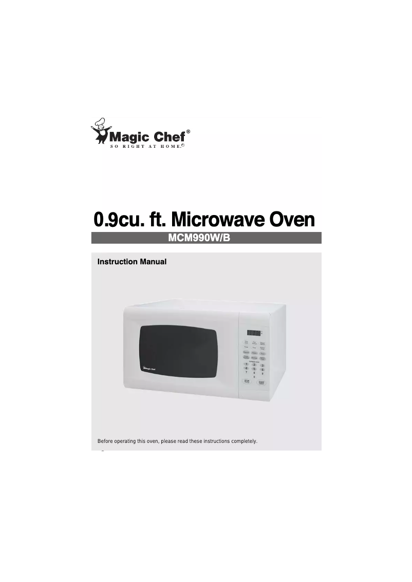 Page 1 de la notice Manuel utilisateur Magic Chef MCM990W