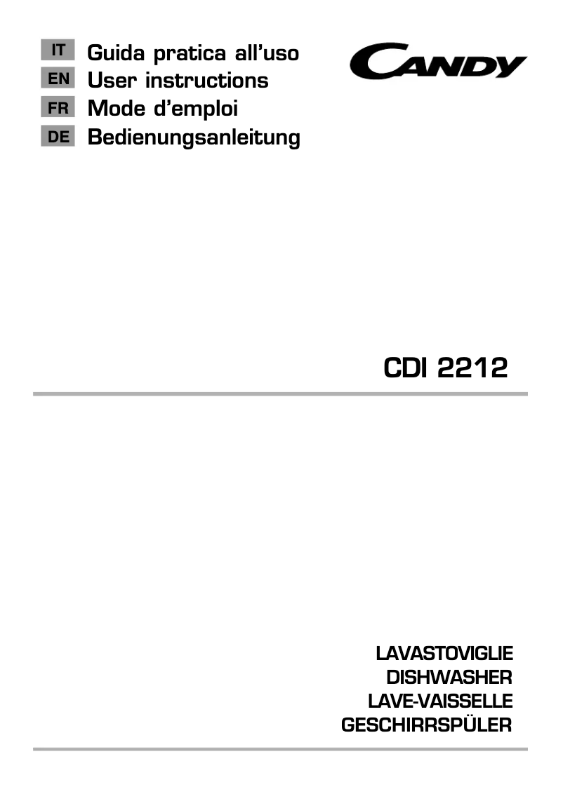 Page 1 de la notice Manuel utilisateur Candy CDI 2212