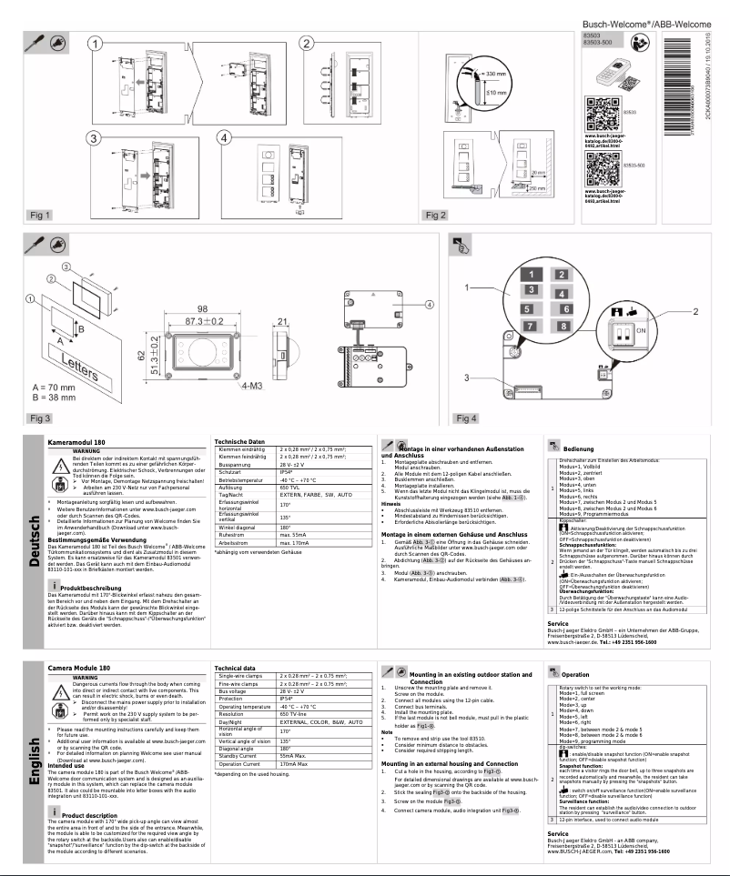 Page 1 de la notice Manuel utilisateur Busch-Jaeger 2CKA008300A0492