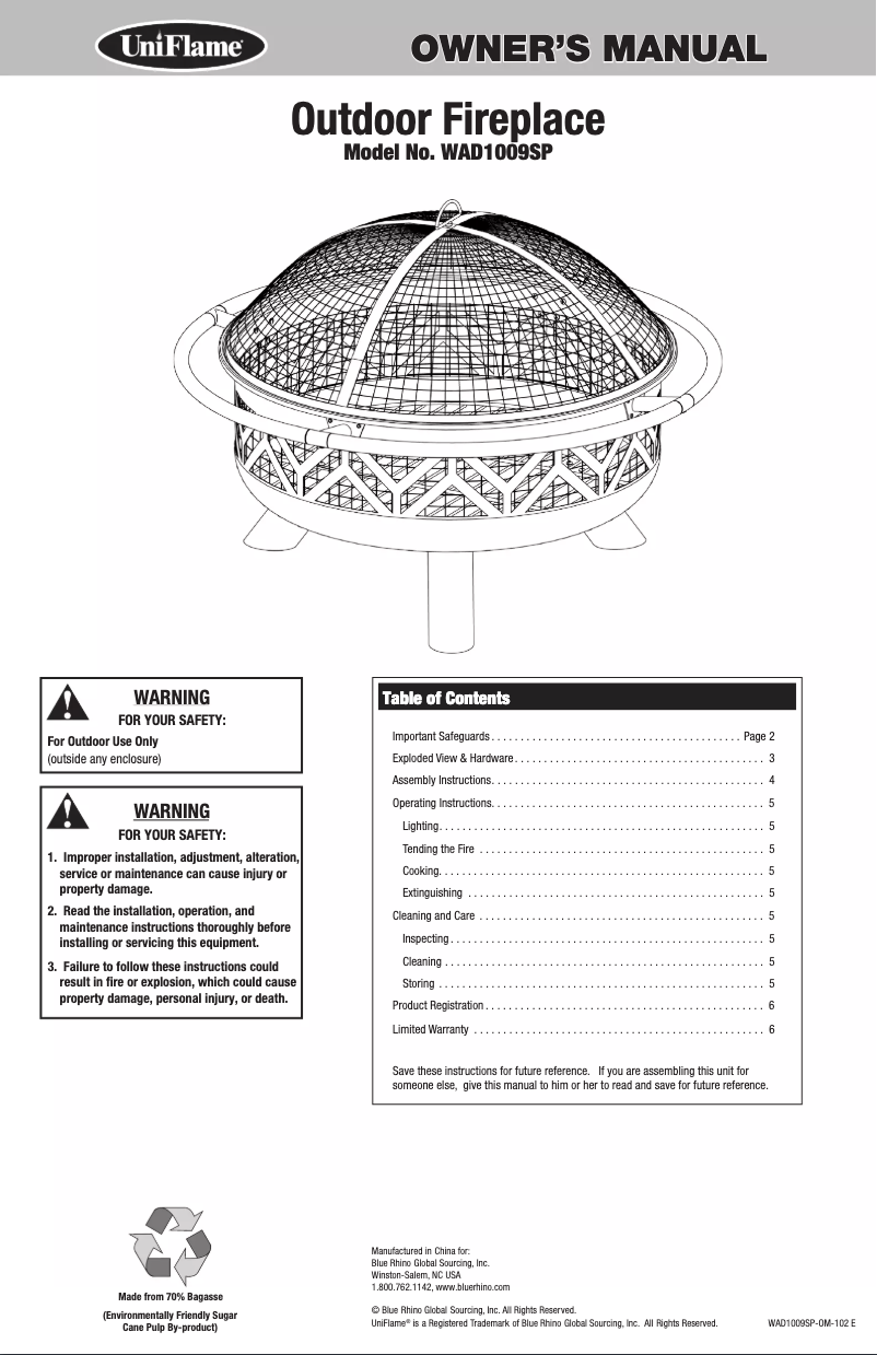 Image de la première page du manuel de l'appareil WAD1009SP