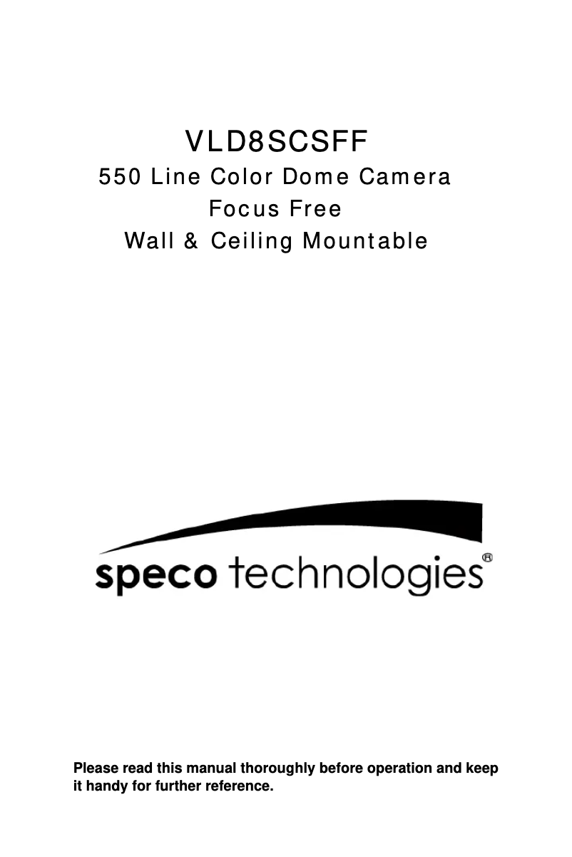 Page 1 de la notice Manuel utilisateur Speco Technologies Control VLD8SCSFF