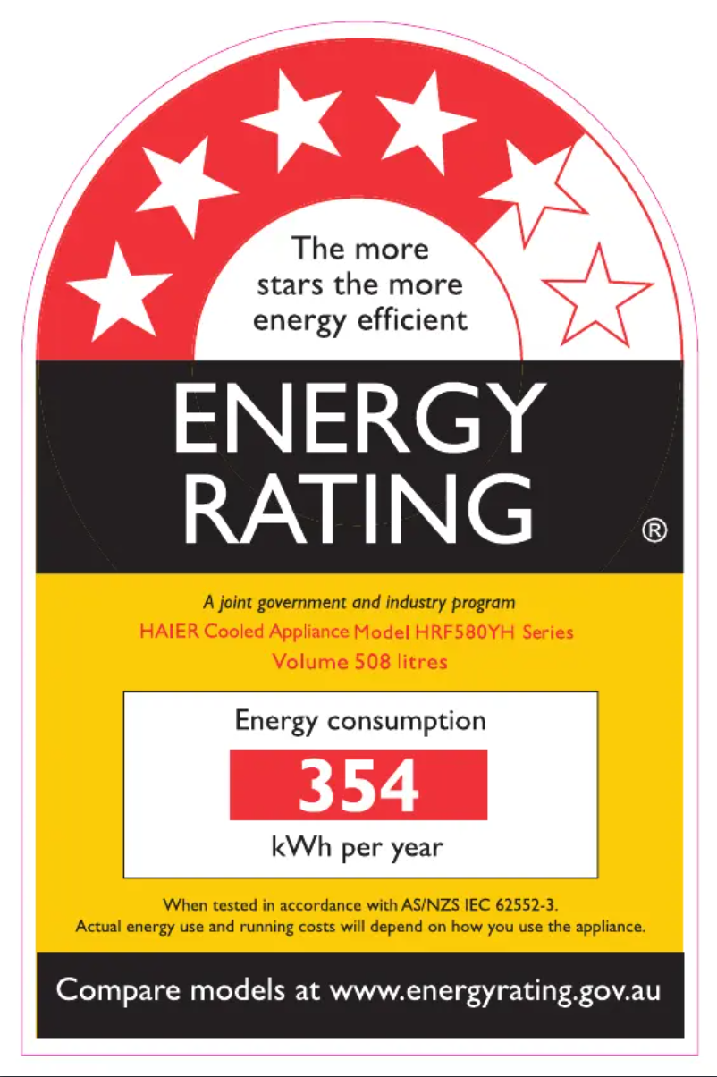 Page n°1 - Label énergétique Haier HRF580YHC