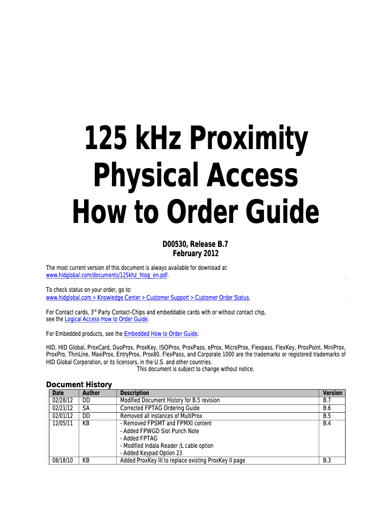 Page 1 de la notice Manuel utilisateur HID Identity ProxPoint Plus 6005