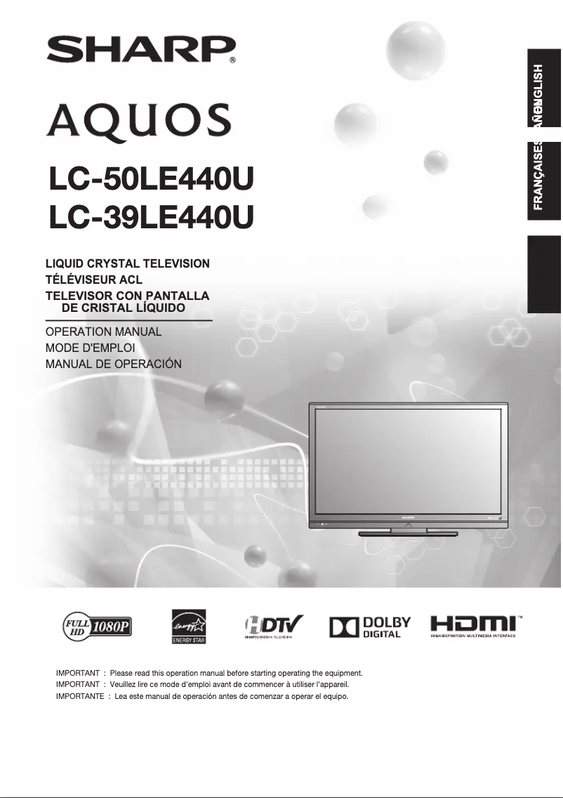 Page n°1 - Manuel utilisateur Sharp Aquos LC-50LE440U