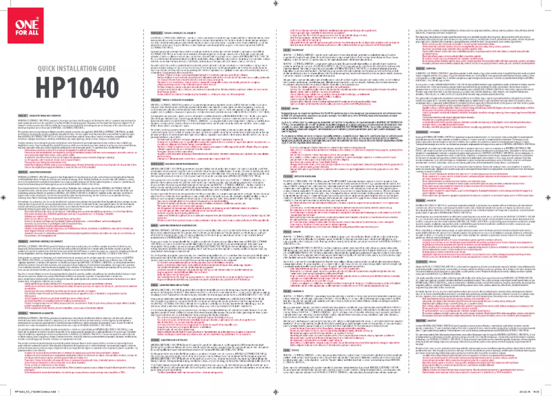 Page 1 de la notice Manuel utilisateur One for all HP 1040