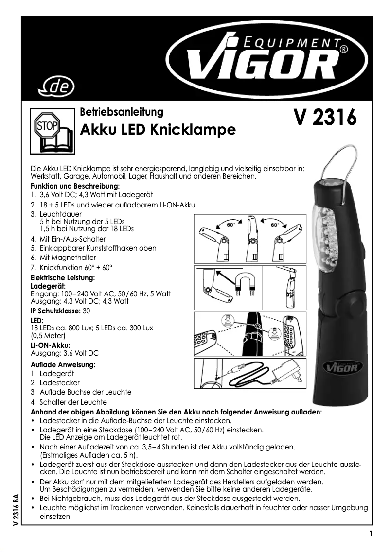 Page 1 de la notice Manuel utilisateur Vigor V2316