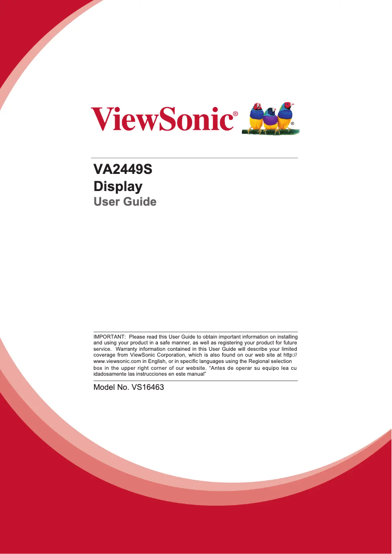 Page n°1 - Manuel utilisateur Viewsonic VA2449S