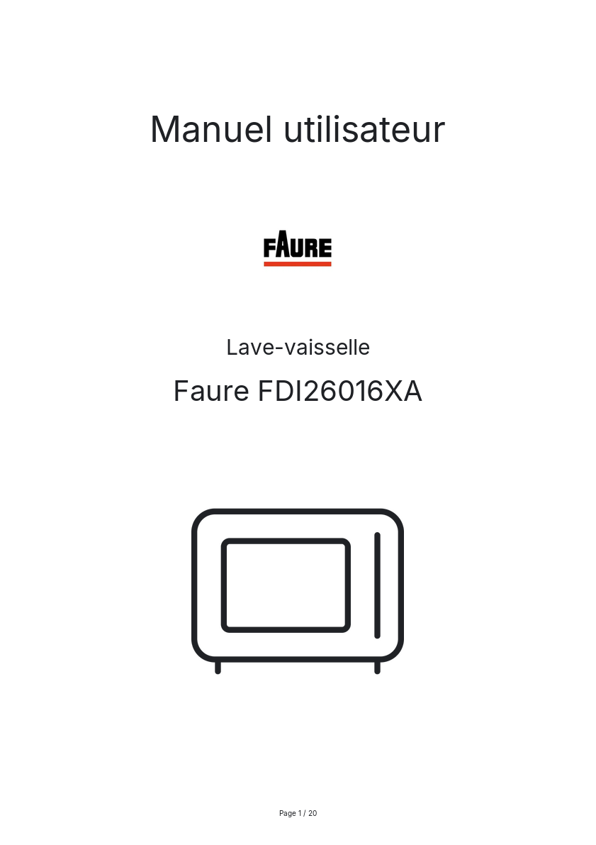 Image de la première page du manuel de l'appareil FDI26016XA