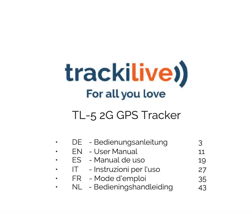 Page n°1 - Manuel utilisateur Trackilive TL-5 2G