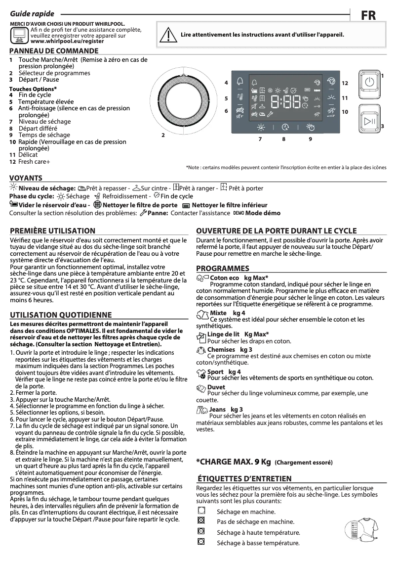 Página 1 del manual Manual de usuario Whirlpool FT M22 9X2B FR
