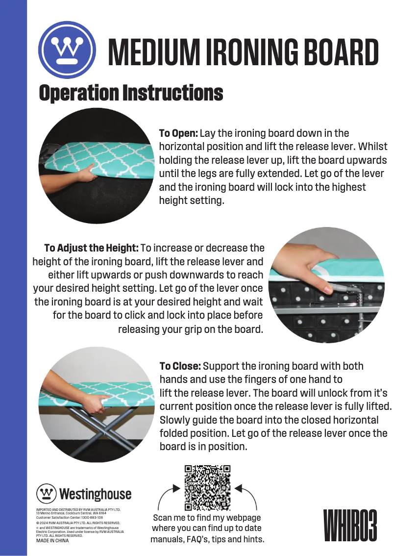 Page 1 de la notice Manuel utilisateur Westinghouse WHIB03