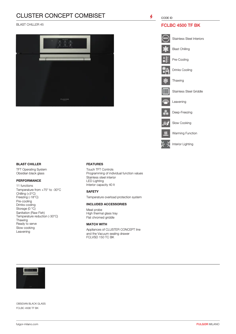 Page n°1 - Fiche technique Fulgor Milano FCLBC 4500 TF