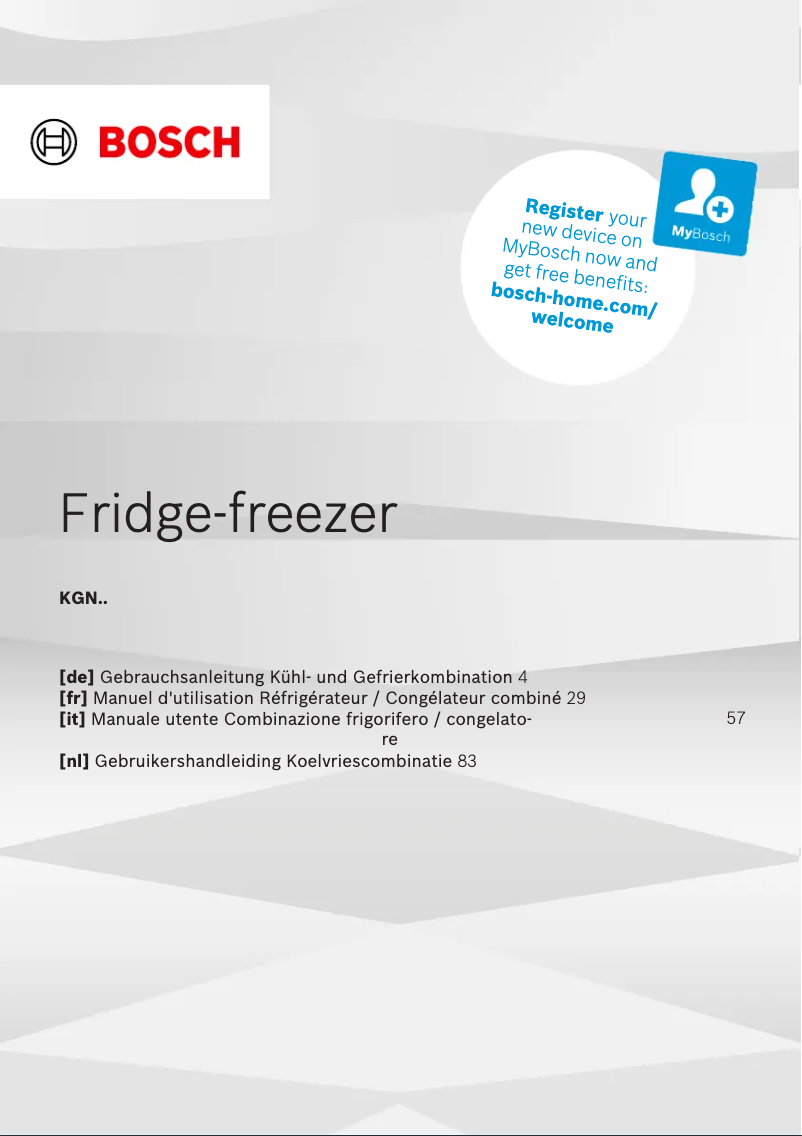 Page n°1 - Fiche technique Bosch KGN392LBF