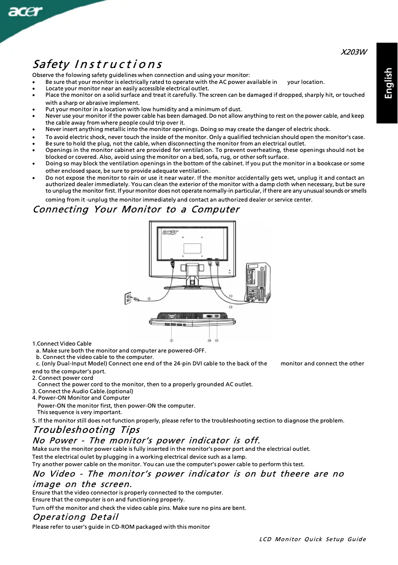 Image de la première page du manuel de l'appareil X203W