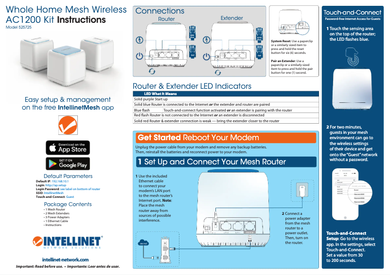 Page n°1 - Manuel utilisateur Intellinet Whole Home Mesh Wireless AC1200 Kit