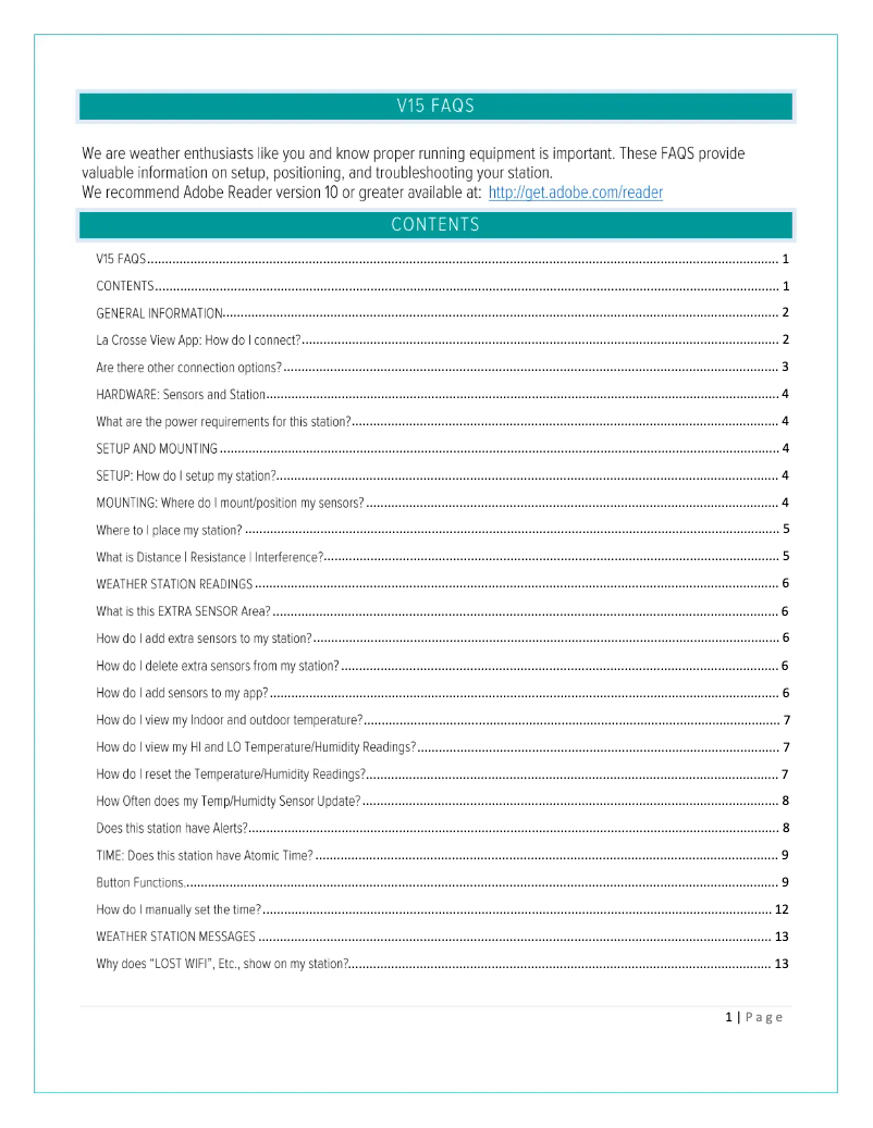 Image de la première page du manuel de l'appareil V15