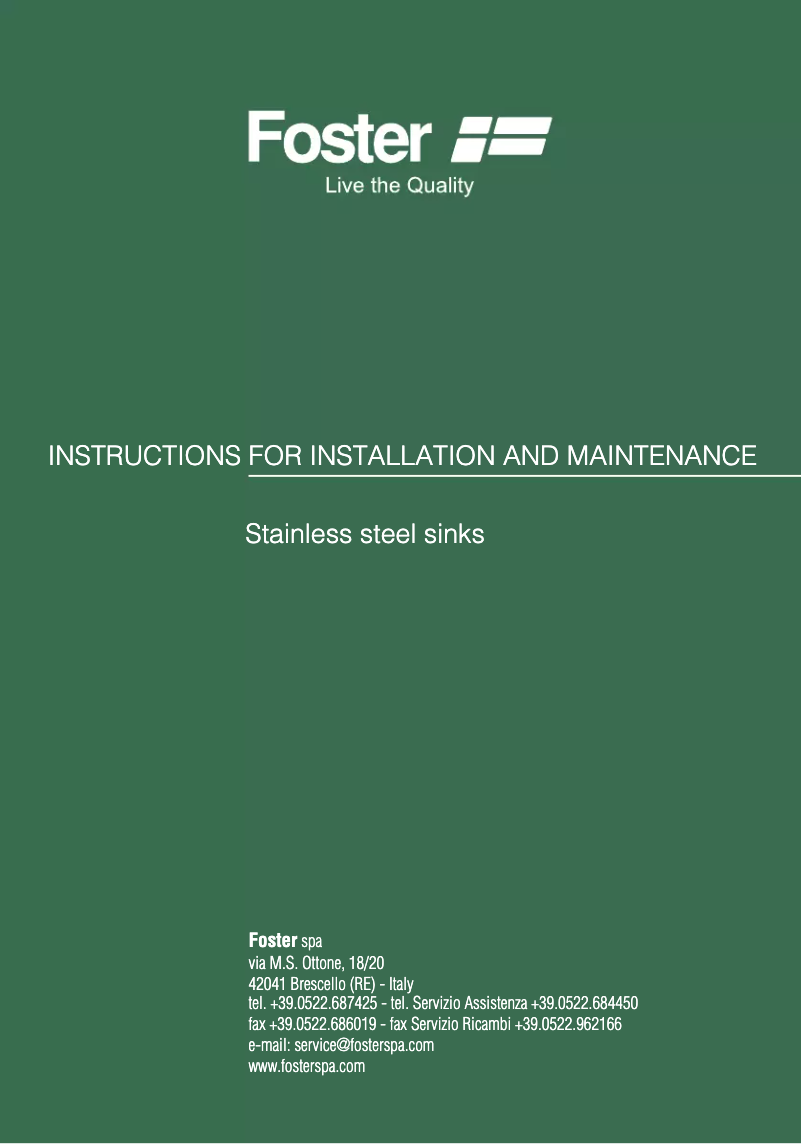Page n°1 - Manuel utilisateur Foster Master 116.2V.FT