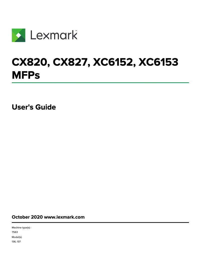 Página 1 del manual Manual de usuario Lexmark CX827