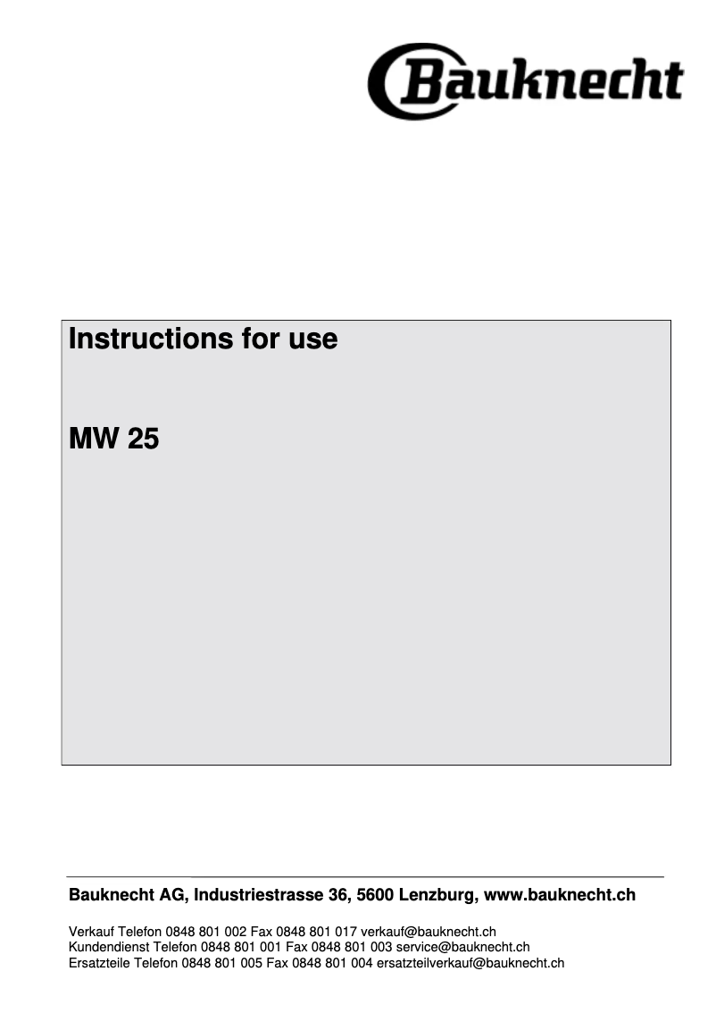 Page 1 de la notice Manuel utilisateur Bauknecht MW25