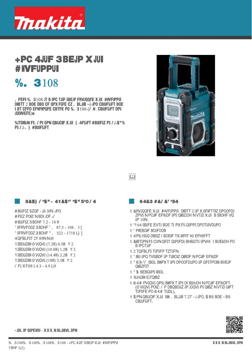 Page n°1 - Fiche technique Makita DMR108
