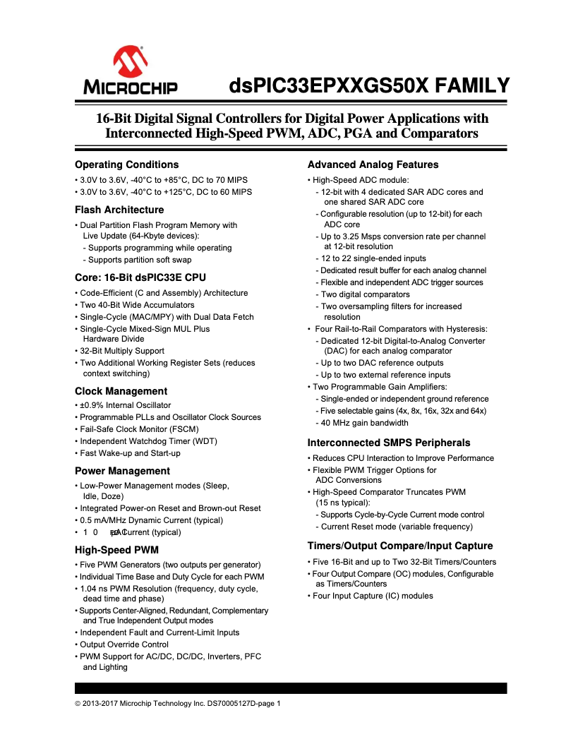 Page 1 de la notice Manuel utilisateur Microchip dsPIC33EP32GS505