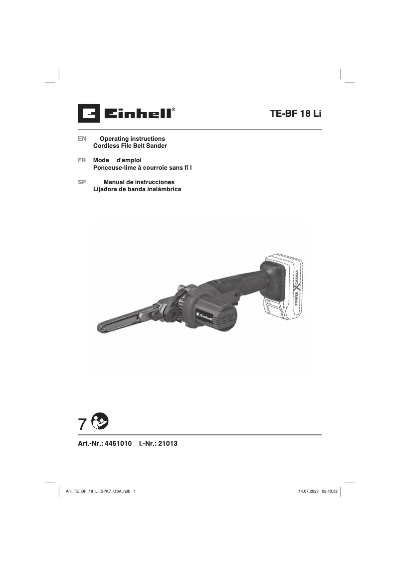 Page n°1 - Manuel utilisateur Einhell TE-BF 18 Li
