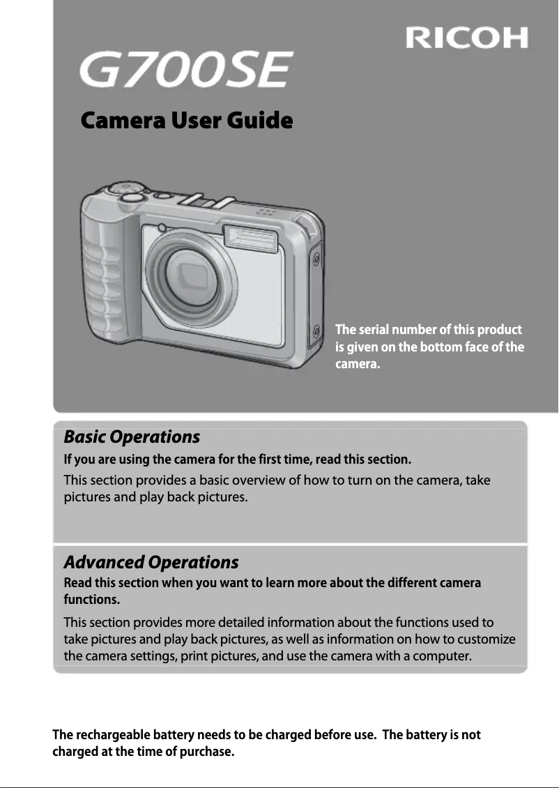 Page 1 of the manual User Manual Ricoh G700SE