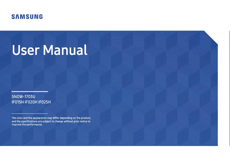 Page n°1 - Manuel utilisateur Samsung SBB-SNOW-H3U