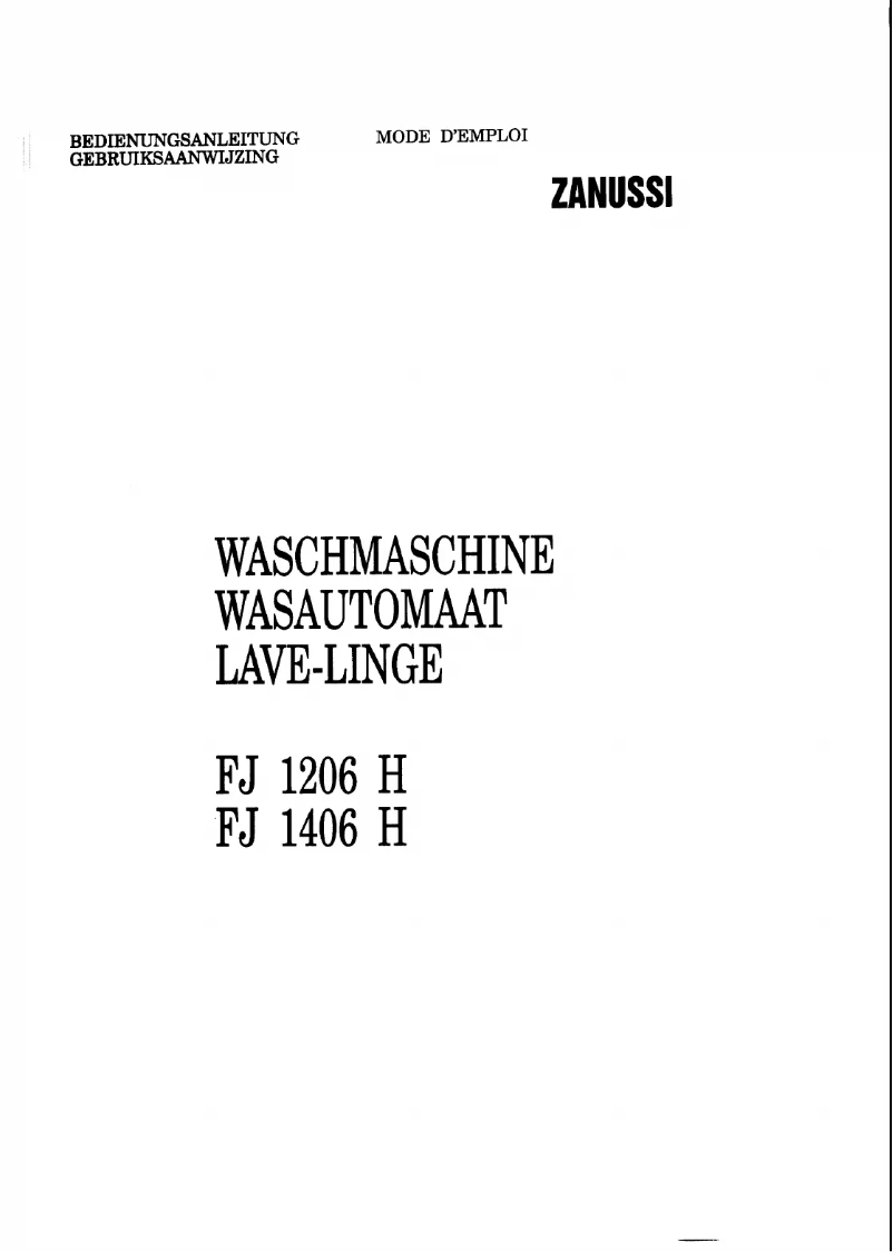 Page 1 de la notice Manuel utilisateur Zanussi-Electrolux FJ 1406 H